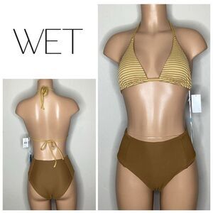 New. WET L.A. brown stripe bikini. Small. Retails $186